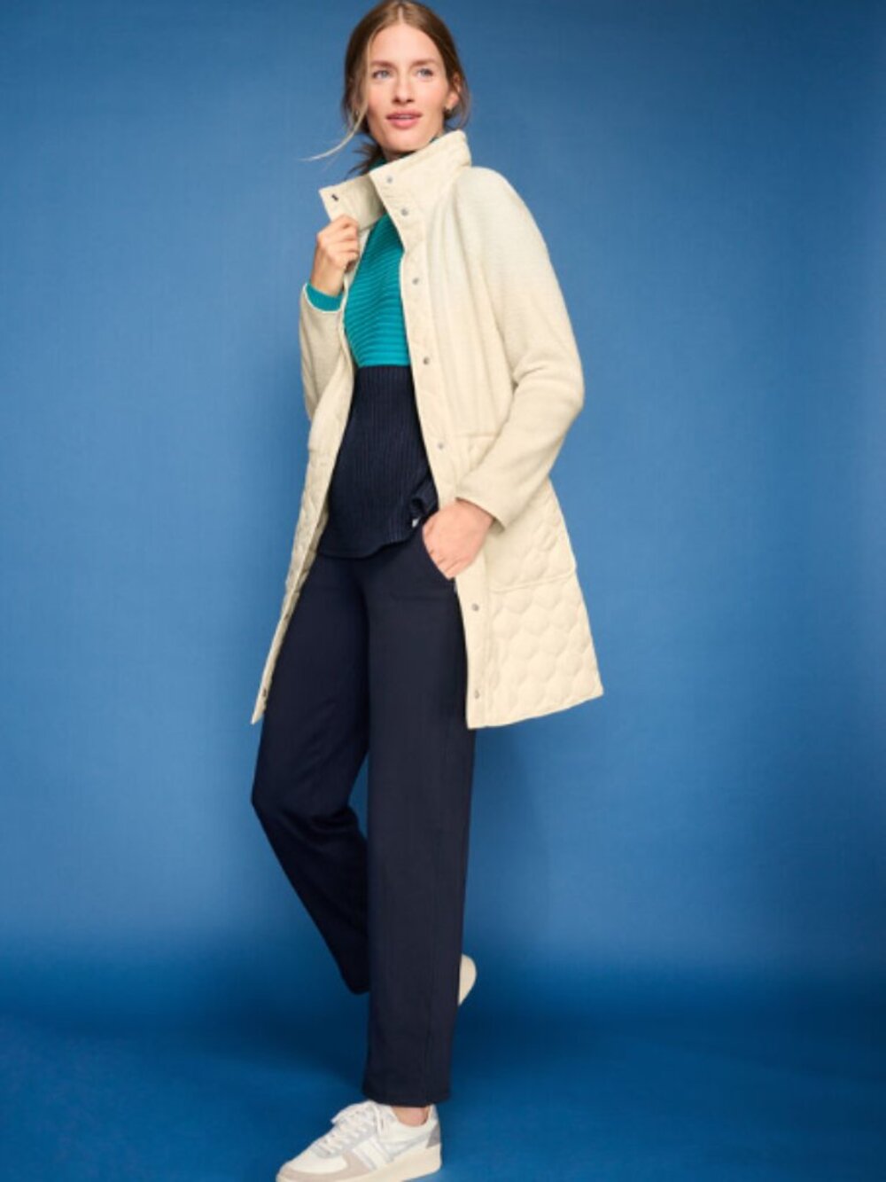 NWT Talbots Cozy Sherpa Women's Cream Quilted Jacket Size XL